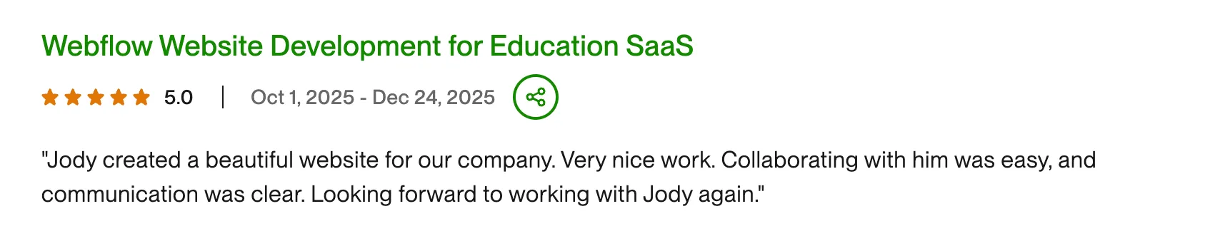 utomodesigns upwork testimonial true progress